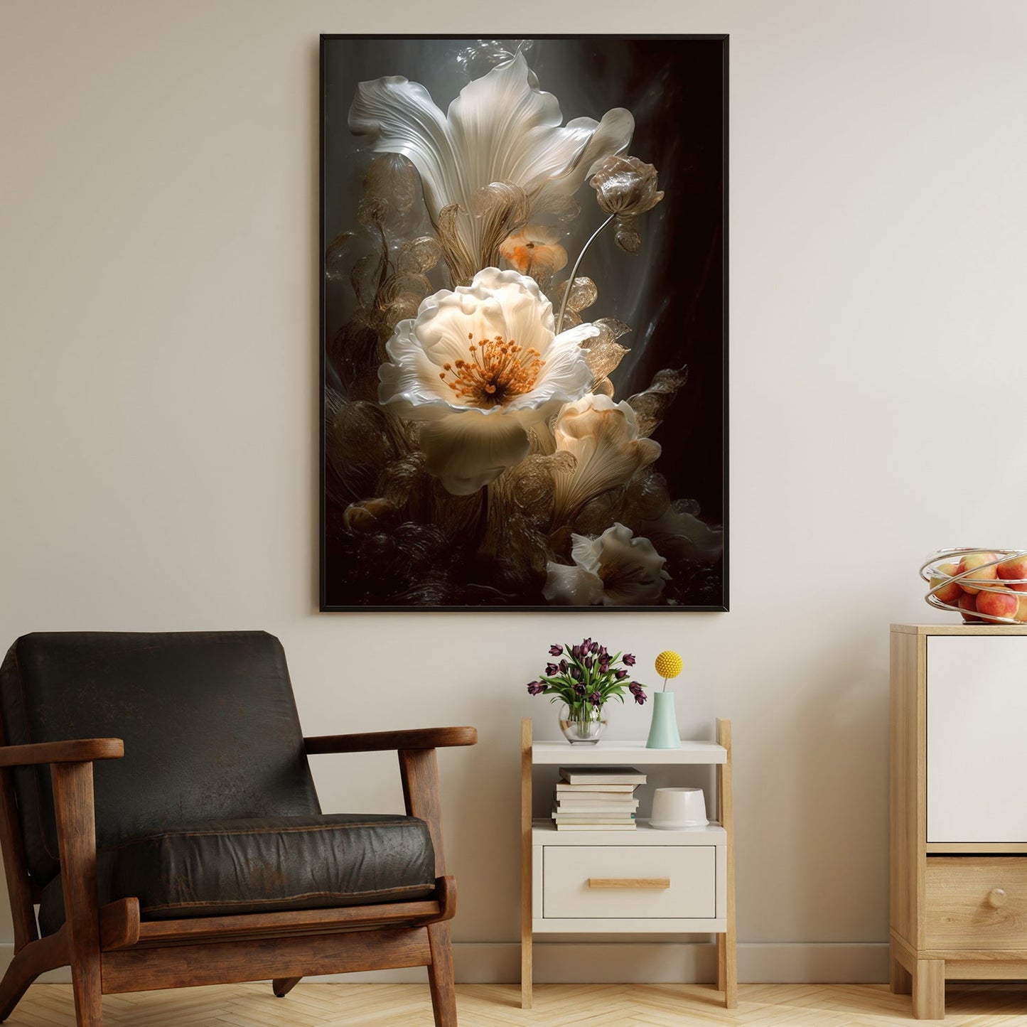 Soft Tone Flower, Modern Flower Canvas Painting, Wall Art Decor - Poster Gift For Flower Lovers