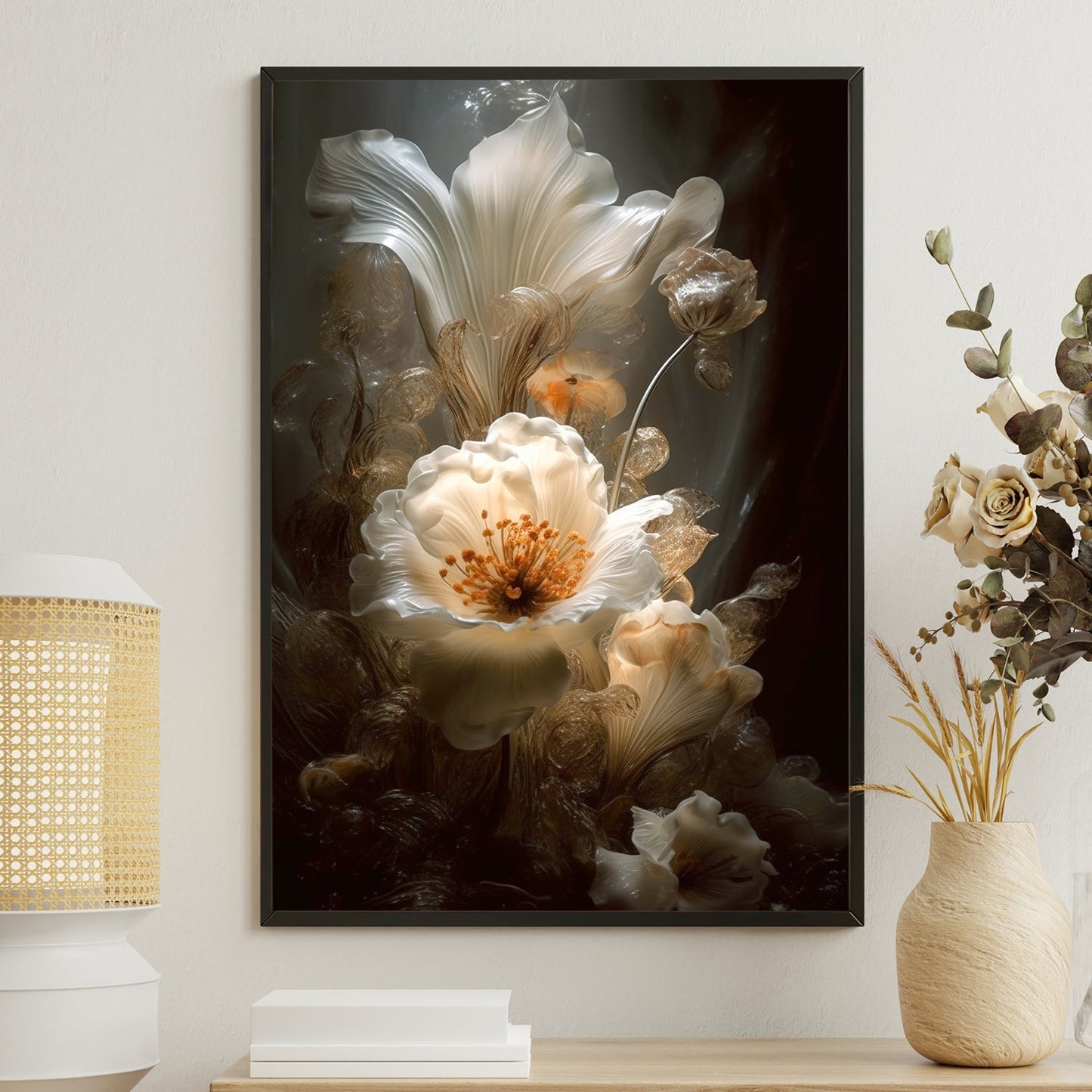 Soft Tone Flower, Modern Flower Canvas Painting, Wall Art Decor - Poster Gift For Flower Lovers