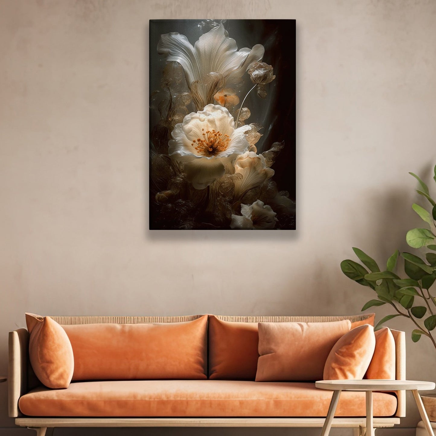 Soft Tone Flower, Modern Flower Canvas Painting, Wall Art Decor - Poster Gift For Flower Lovers