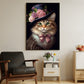 Dressed Up Cat, Victorian Canvas Painting, Mystical Wall Art Decor, Poster Gift For Cat And Books Lovers