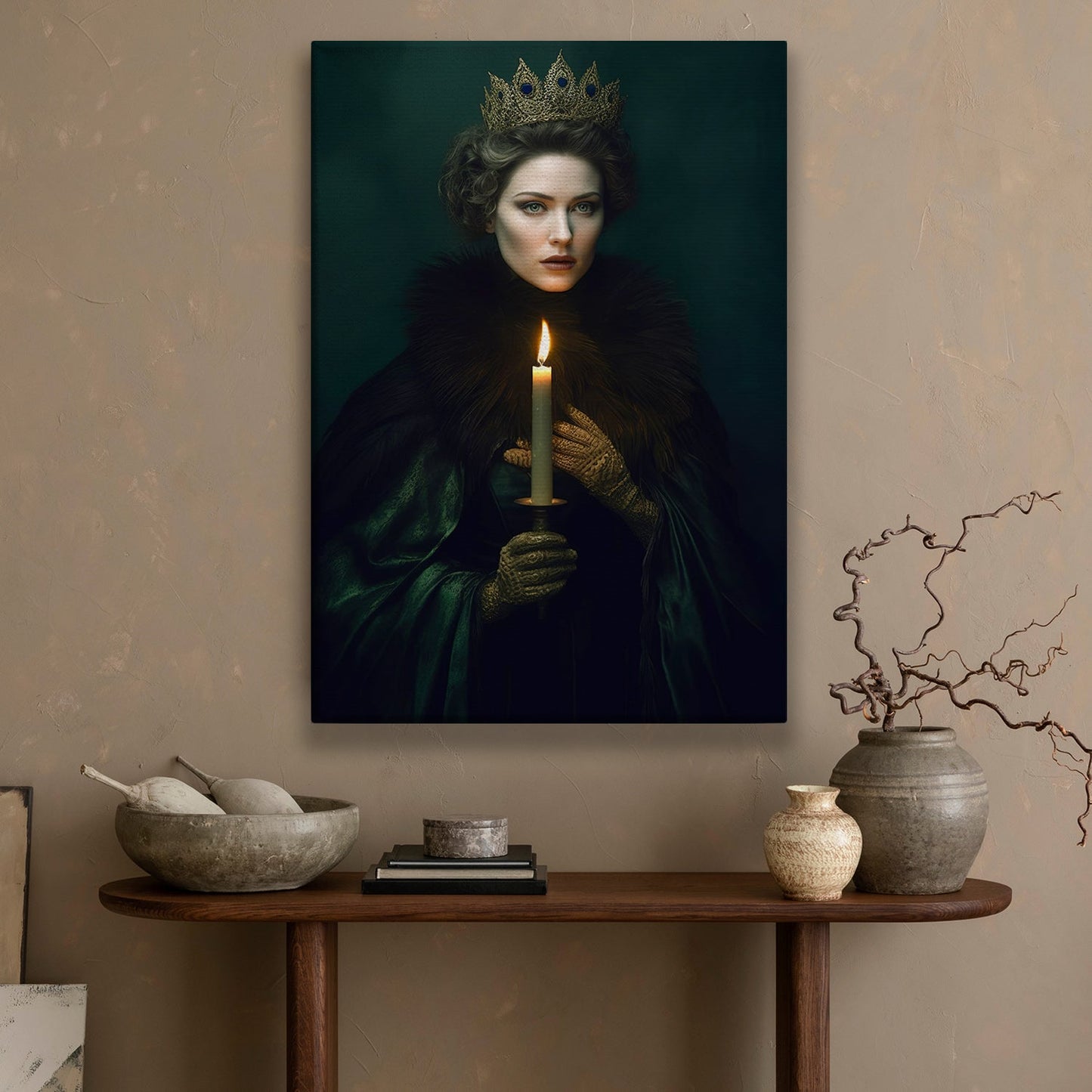 Queen With Crown, Victorian Canvas Painting, Gothic Wall Art Decor, Poster Gift For Queen Lovers