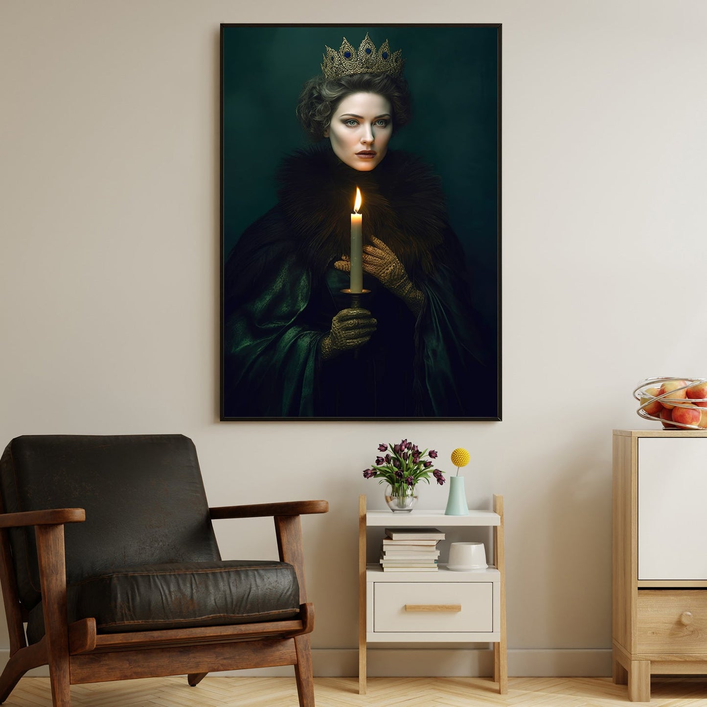 Queen With Crown, Victorian Canvas Painting, Gothic Wall Art Decor, Poster Gift For Queen Lovers