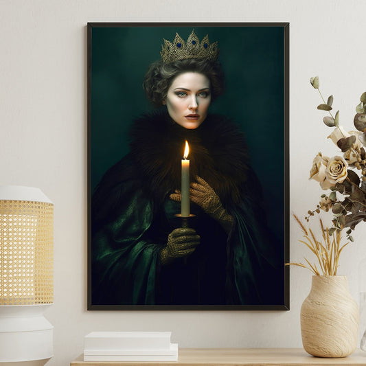 Queen With Crown, Victorian Canvas Painting, Gothic Wall Art Decor, Poster Gift For Queen Lovers