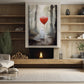 Ghost Hold Heart Balloon, Ghost Canvas Painting, Forest Wall Art Decor, Spooky Poster Gift