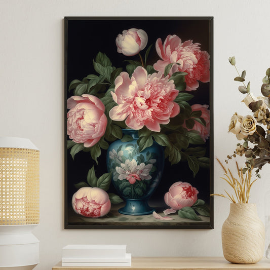 Inspirational Vase Roses Flower, Modern Flower Canvas Painting, Wall Art Decor, Poster Gift For Roses Lovers