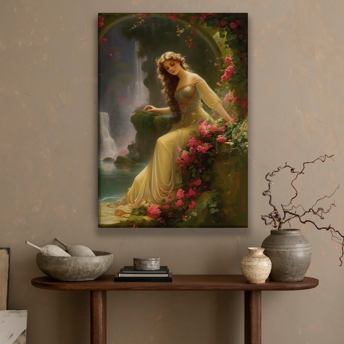 Romantic Era Woman, Victorian Canvas Painting, Princess Women Wall Art Decor, Mythical Queen Poster Gift