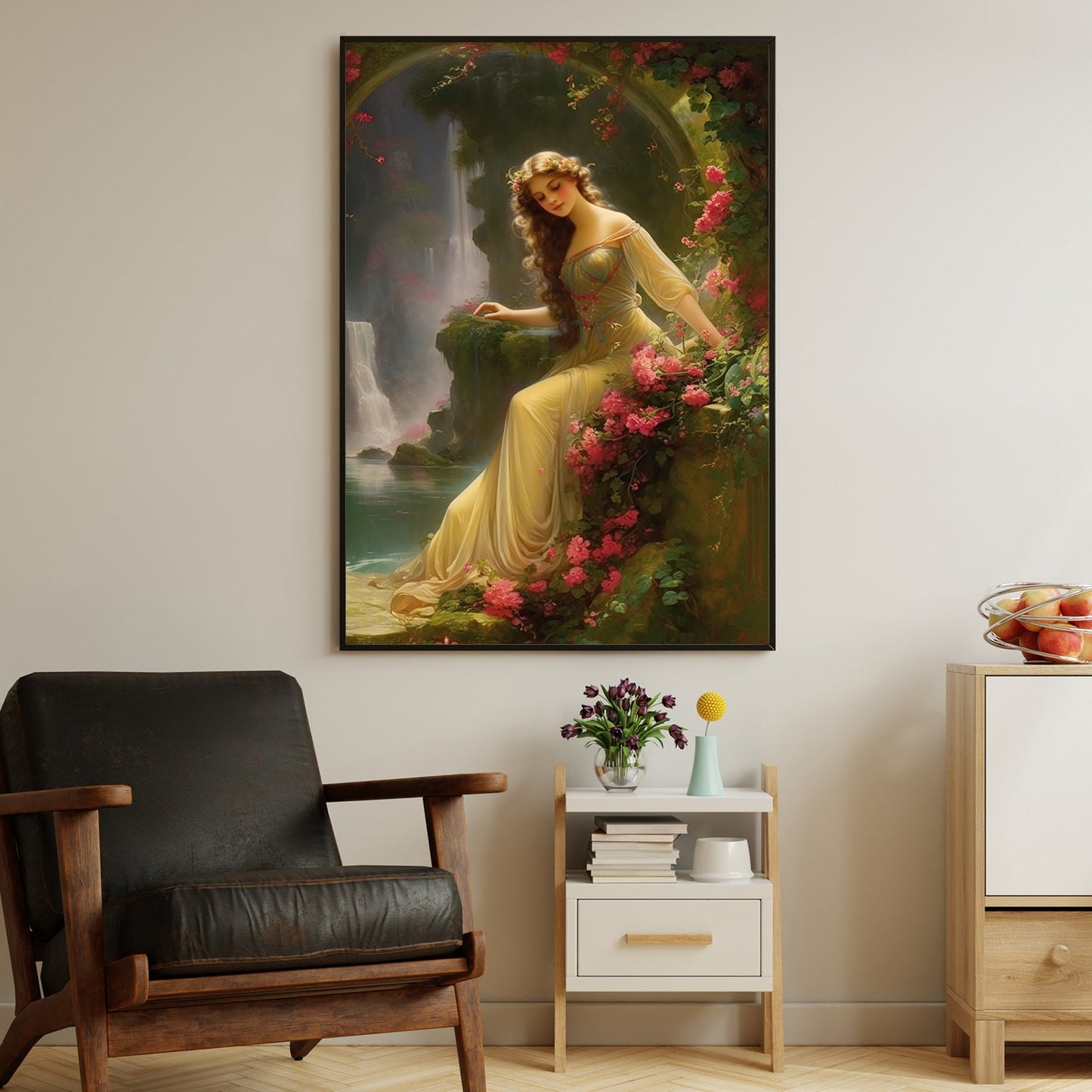 Romantic Era Woman, Victorian Canvas Painting, Princess Women Wall Art Decor, Mythical Queen Poster Gift