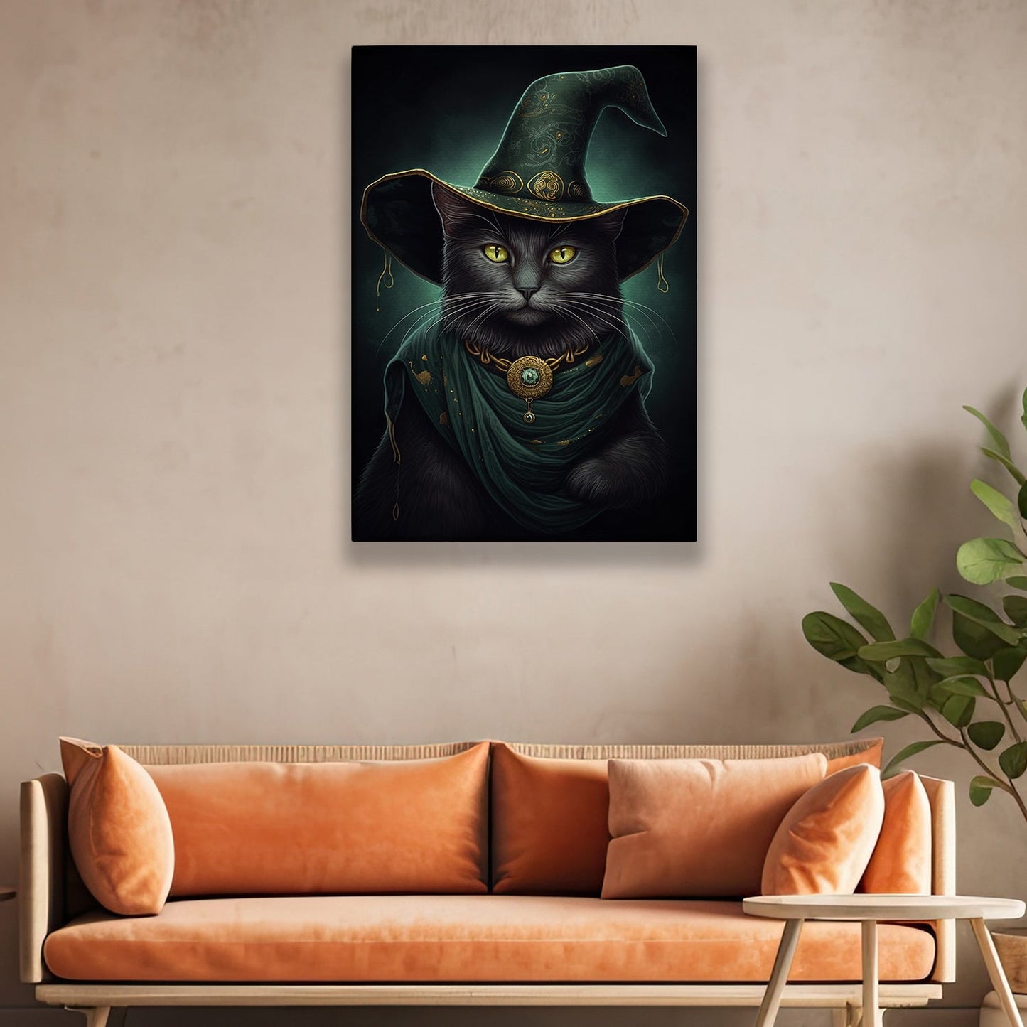 Mystical Cat With Cloak, Victorian Cat Canvas Painting, Majestic Wall Art Decor, Poster Gift For Cat Lovers