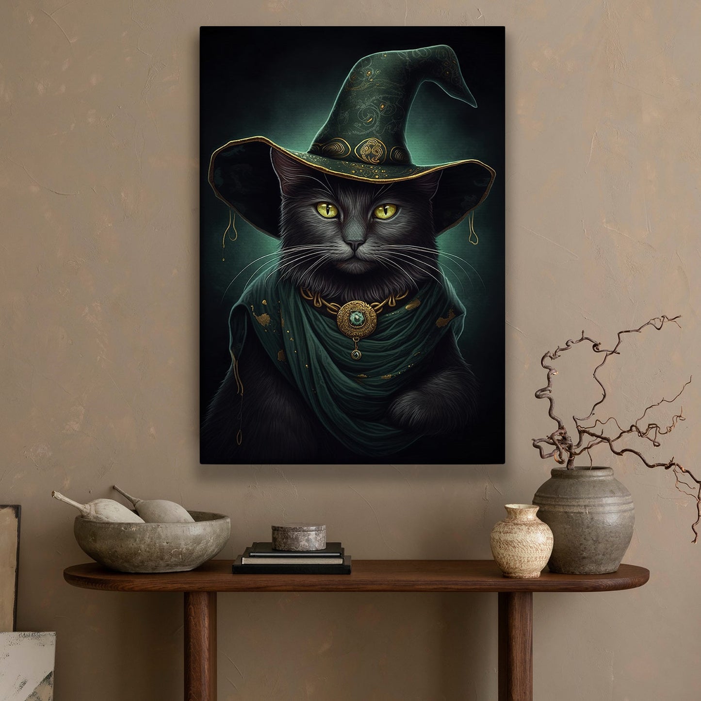 Mystical Cat With Cloak, Victorian Cat Canvas Painting, Majestic Wall Art Decor, Poster Gift For Cat Lovers