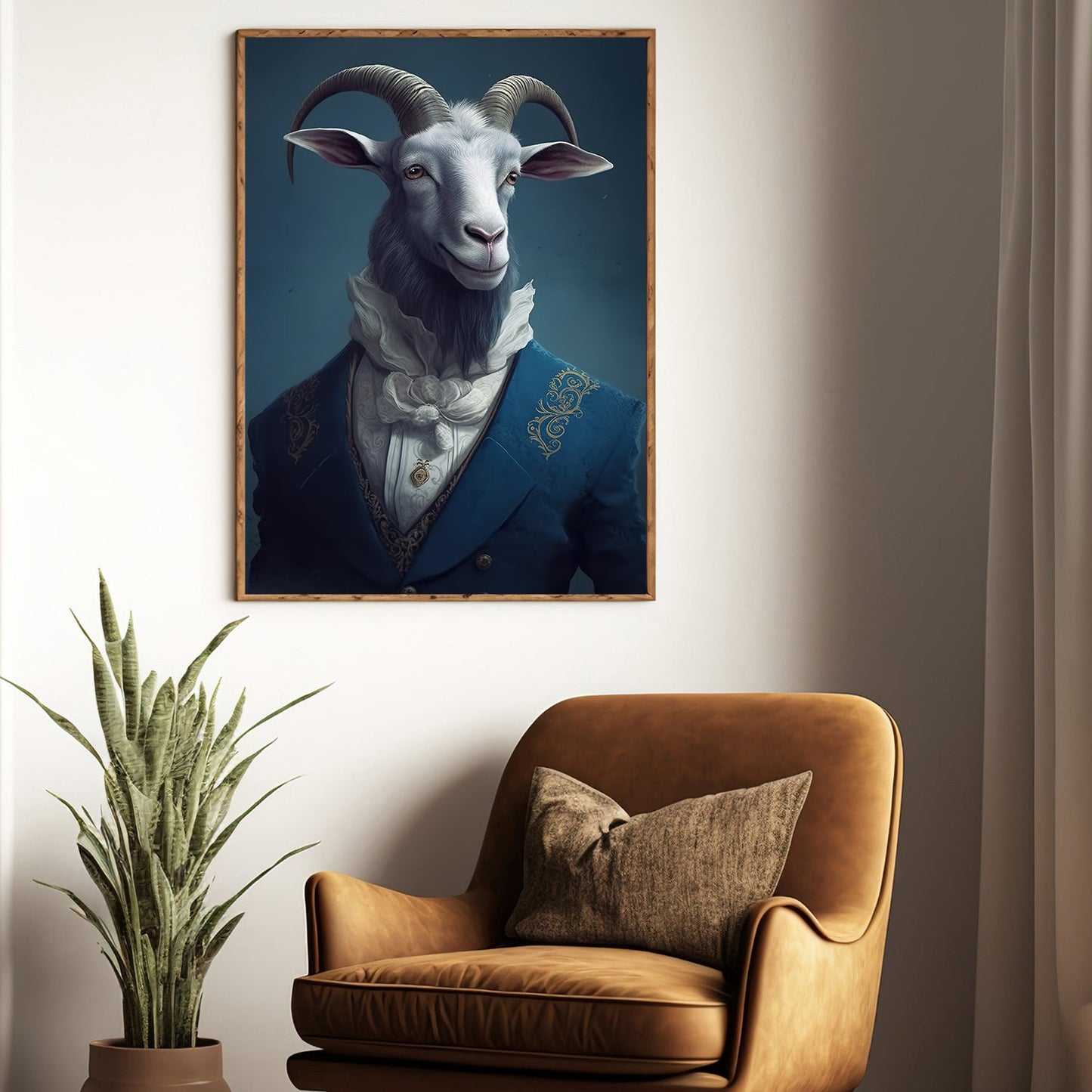 Gentlemen Goat In Suit, Victorian Goat Canvas Painting, Goat Portrait Wall Art Decor, Poster Gift For Goat Lovers