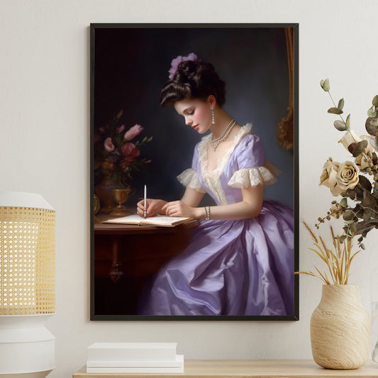 Vintage Writing Scene, Victorian Canvas Painting, Women Wall Art Decor, Mythical Queen Poster Gift