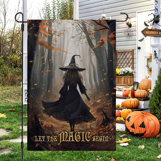 Autumnal Witch's Path, Halloween Garden Flag & House Flag, Witch Outdoor Decor, Spooky Yard Decor Gift For Witch Lovers