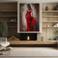 Red Dress Lady Walking, Women Canvas Painting, Wall Art Decor, Morden Women Poster Gift