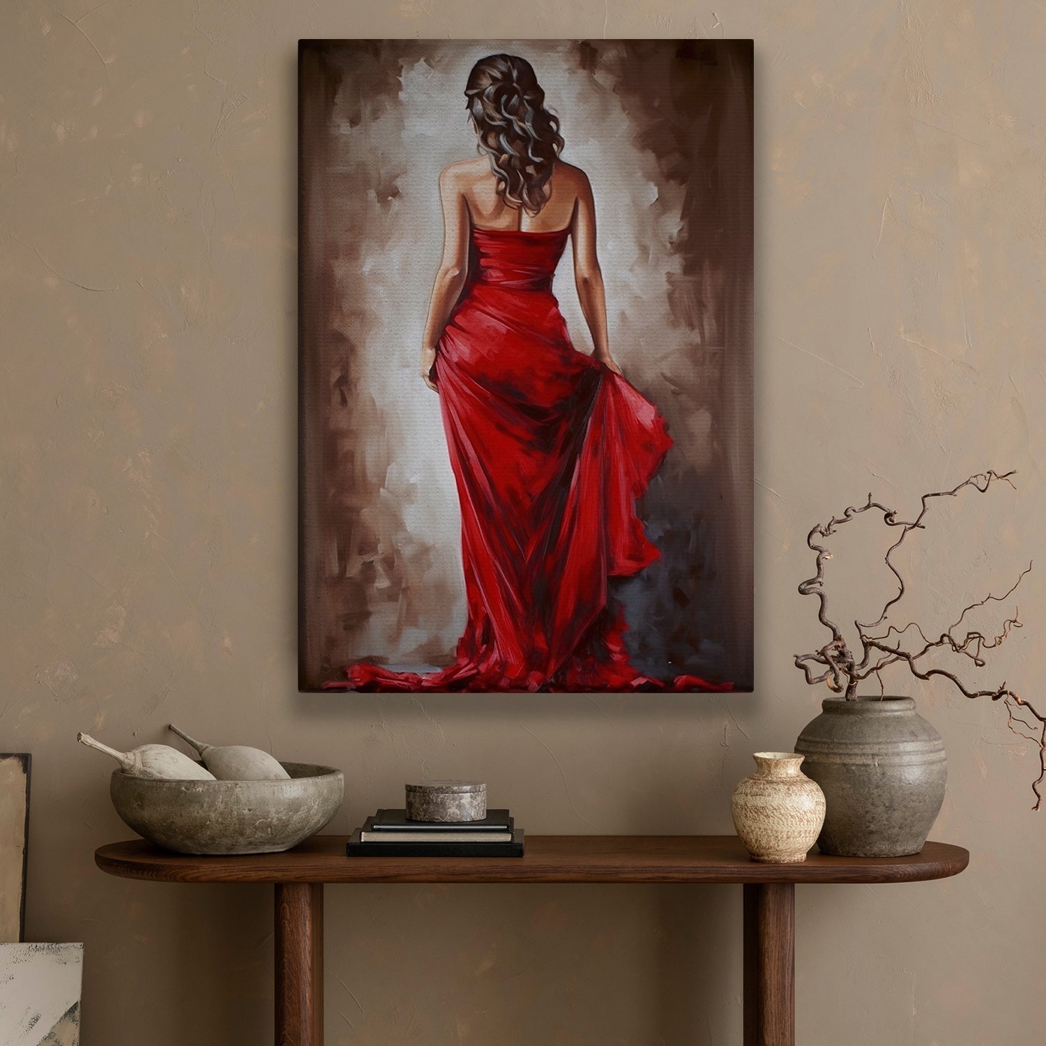 Red Dress Lady Walking, Women Canvas Painting, Wall Art Decor, Morden Women Poster Gift Red Dress Lady Walking, Women Canvas Painting, Wall Art Decor, Morden Women Poster Gift