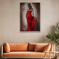 Red Dress Lady Walking, Women Canvas Painting, Wall Art Decor, Morden Women Poster Gift