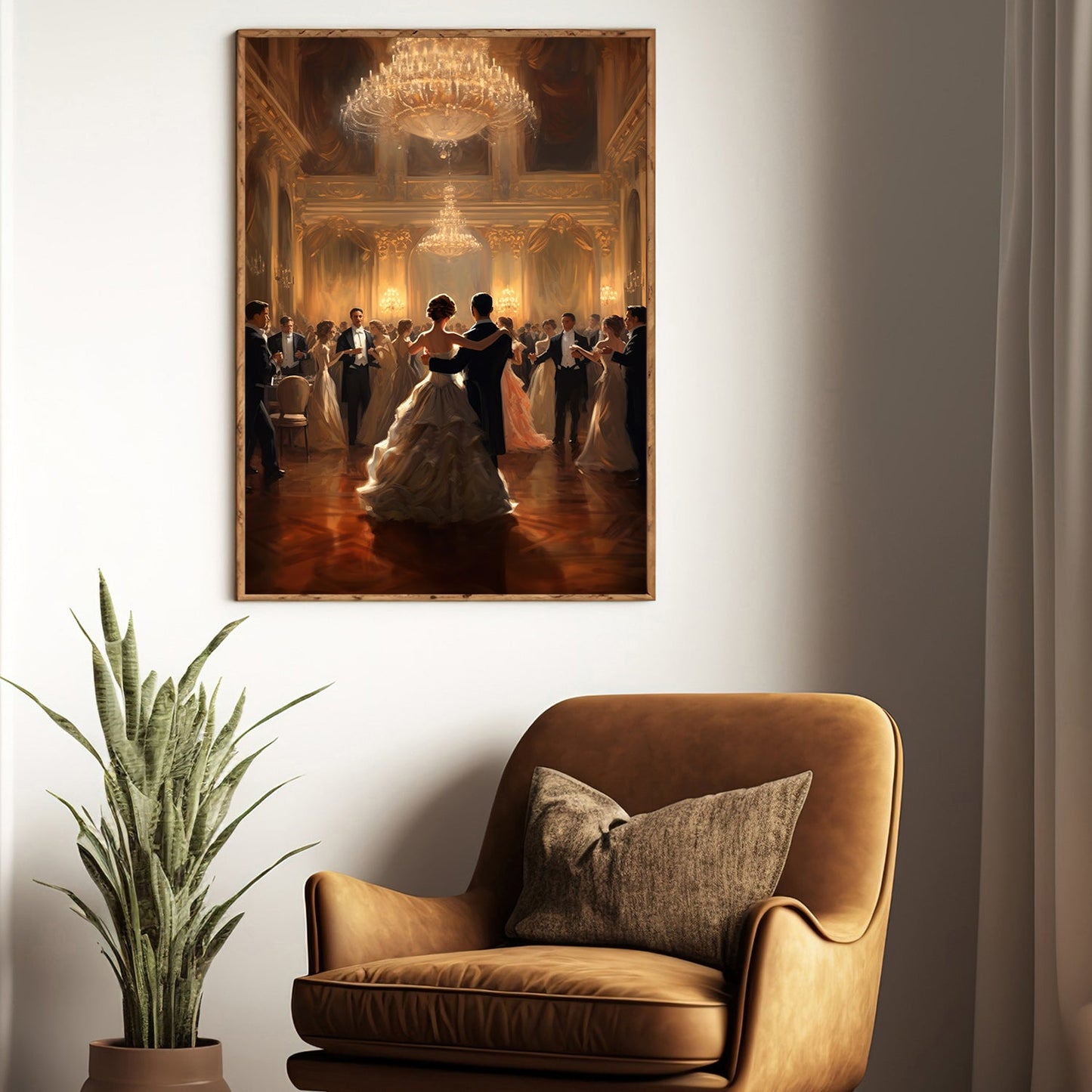 Romantic Ballroom Dancers, Victorian Ballroom Canvas Painting, Wall Art Decor, Poster Gift For Dance Lovers