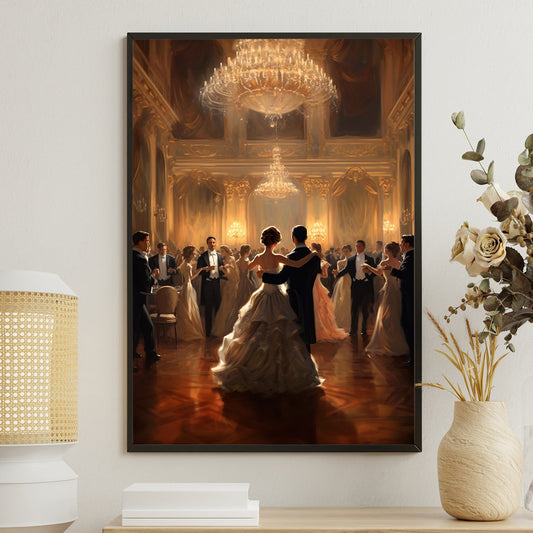 Romantic Ballroom Dancers, Victorian Ballroom Canvas Painting, Wall Art Decor, Poster Gift For Dance Lovers