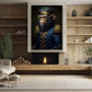 Monkey In Military Uniform, Victorian Monkey Canvas Painting, Monkey Wall Art Decor, Poster Gift For Monkey Lovers