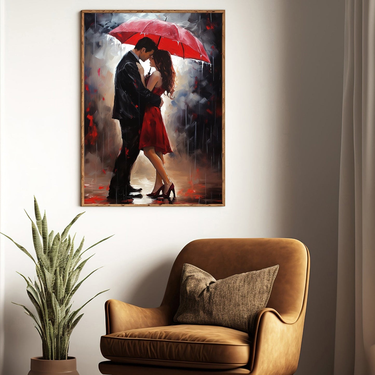 Romance In The Rain, Love Couple Canvas Painting, Wall Art Decor, Poster Gift For Your Love