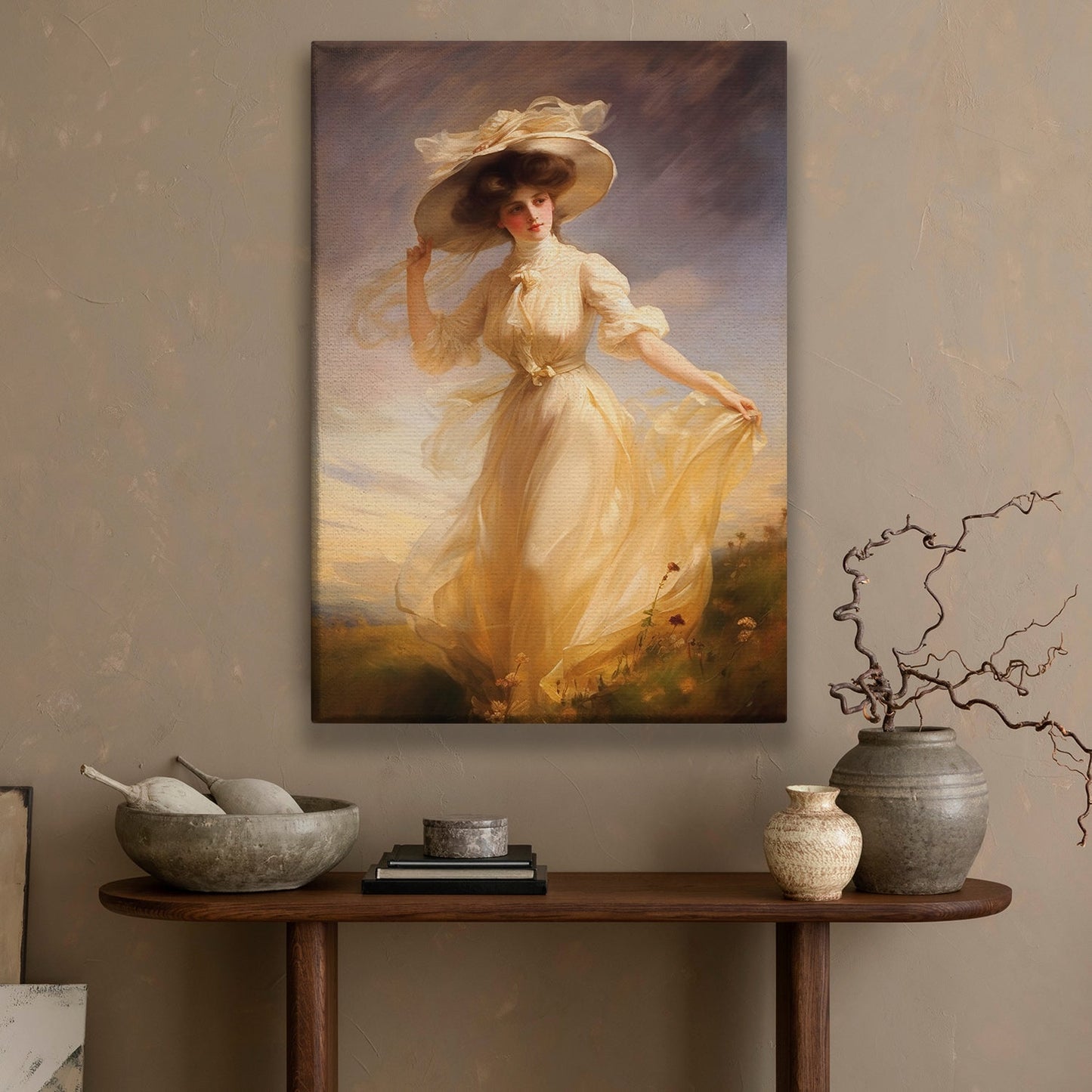 Princess In The Filed, Victorian Canvas Painting, Women Wall Art Decor, Mythical Queen Poster Gift