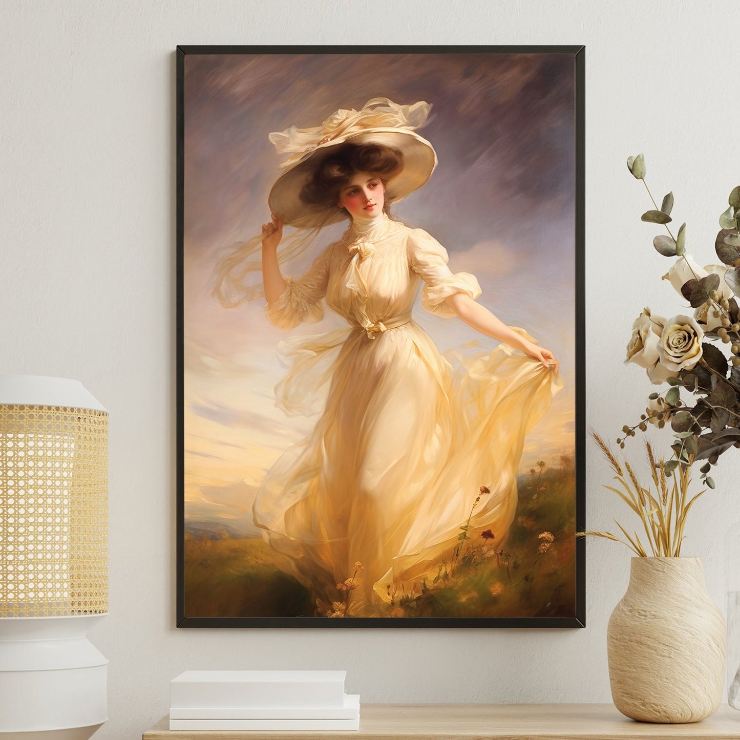 Princess In The Filed, Victorian Canvas Painting, Women Wall Art Decor, Mythical Queen Poster Gift