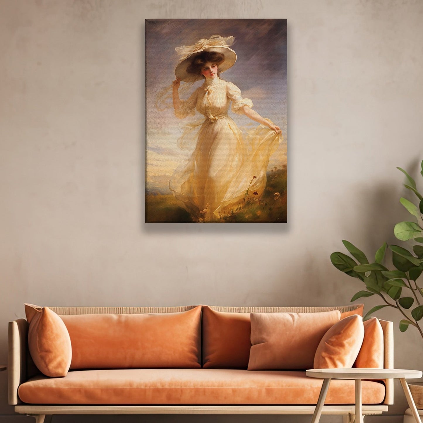 Princess In The Filed, Victorian Canvas Painting, Women Wall Art Decor, Mythical Queen Poster Gift