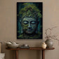 Mystical Buddha Face, Green Buddha Peaceful Canvas Painting, Wall Art Decor, Buddhism Poster Gift