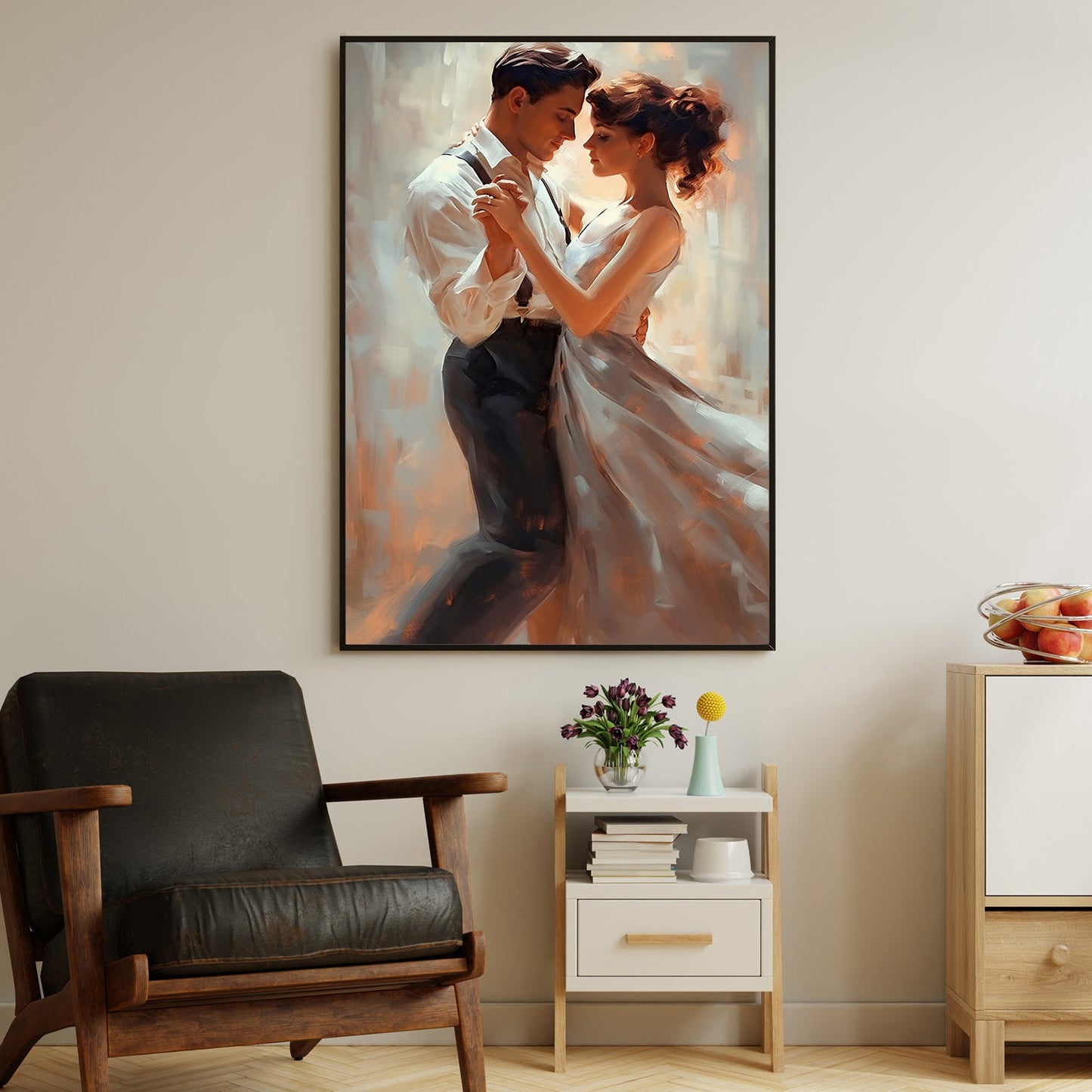 Romantic Dance Couple, Victorian Canvas Painting, Love Wall Art Decor, Poster Gift For Dance Lovers