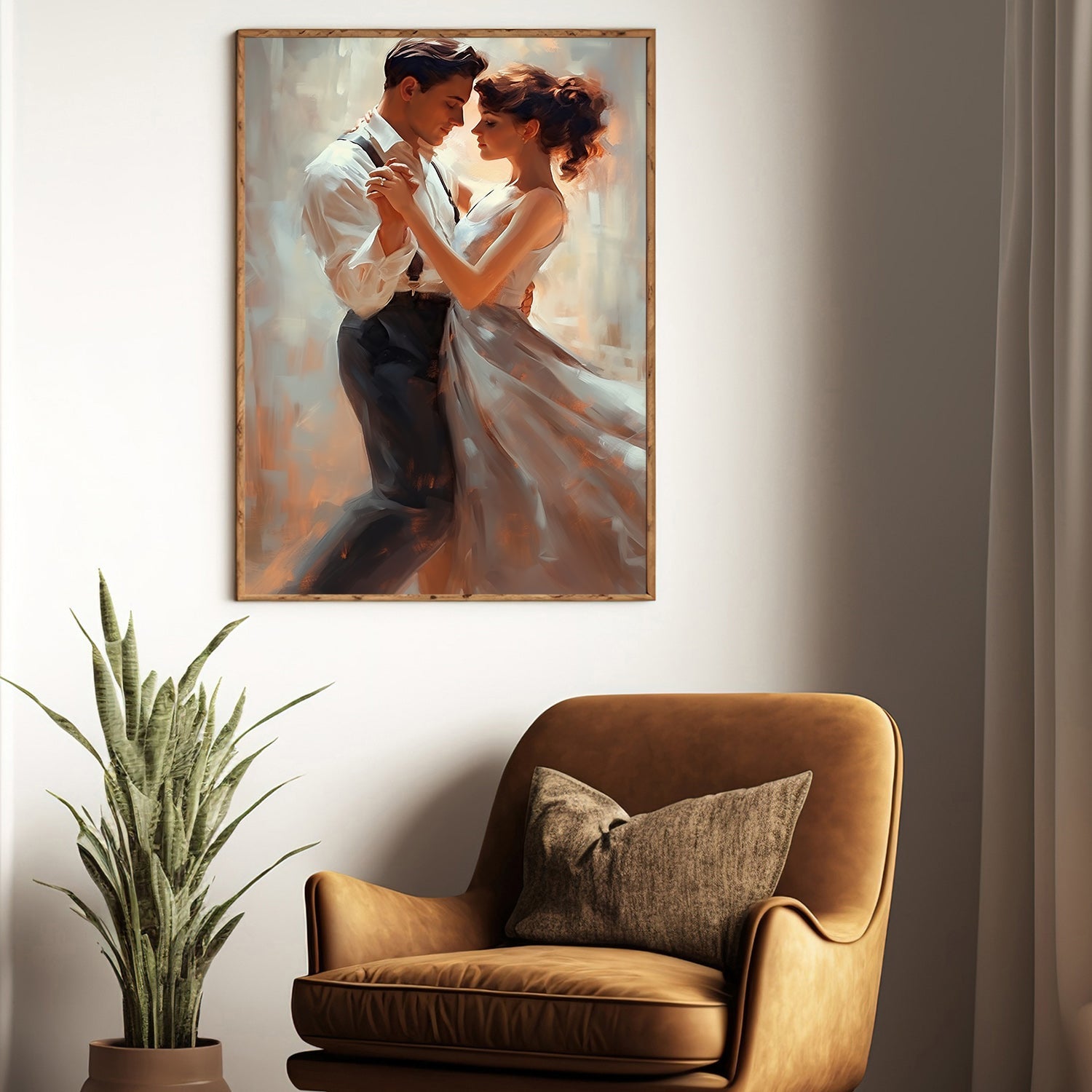 Romantic Dance Couple, Victorian Canvas Painting, Love Wall Art