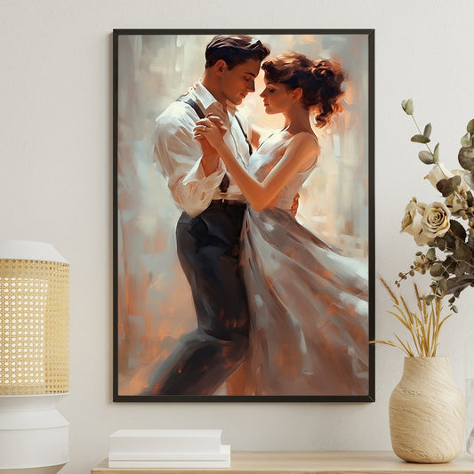 Romantic Dance Couple, Victorian Canvas Painting, Love Wall Art Decor, Poster Gift For Dance Lovers