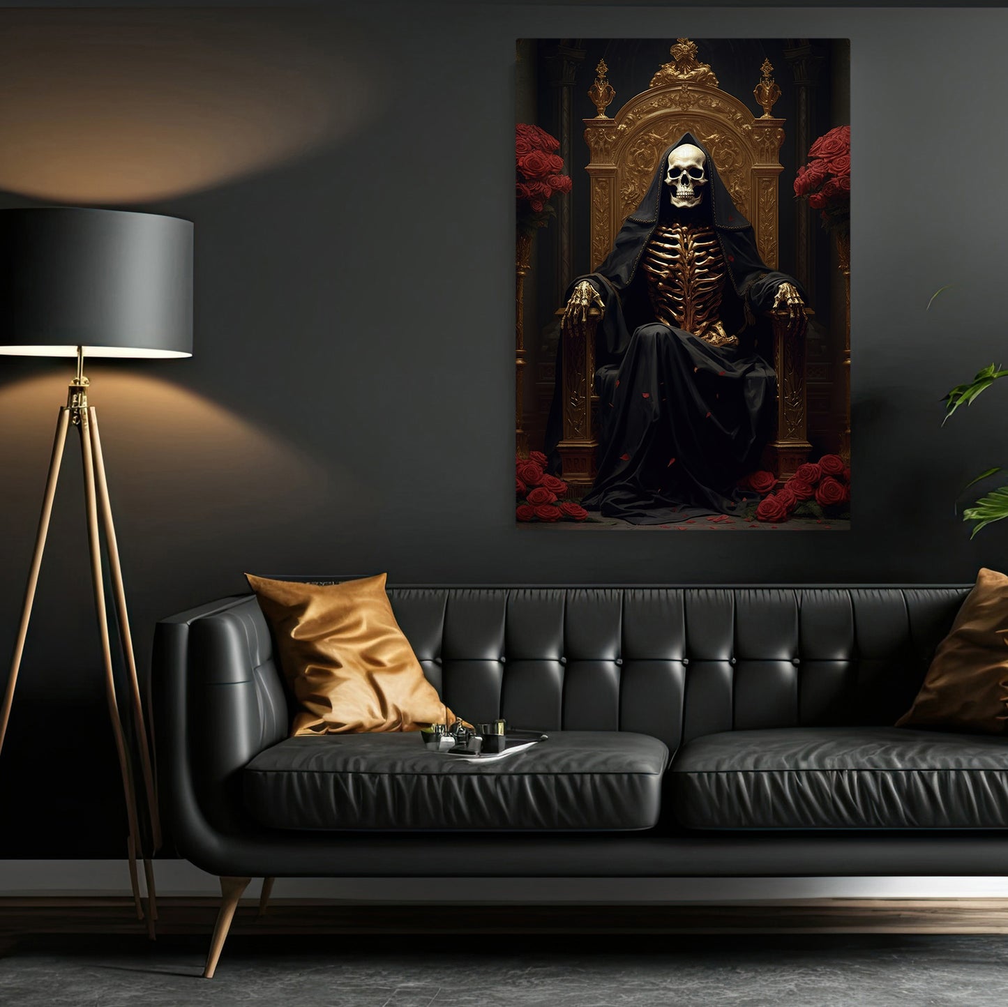 Sovereignty Beyond Death, Gothic Canvas Painting, Mystery Wall Art Decor, Poster Gift For Skull Lovers