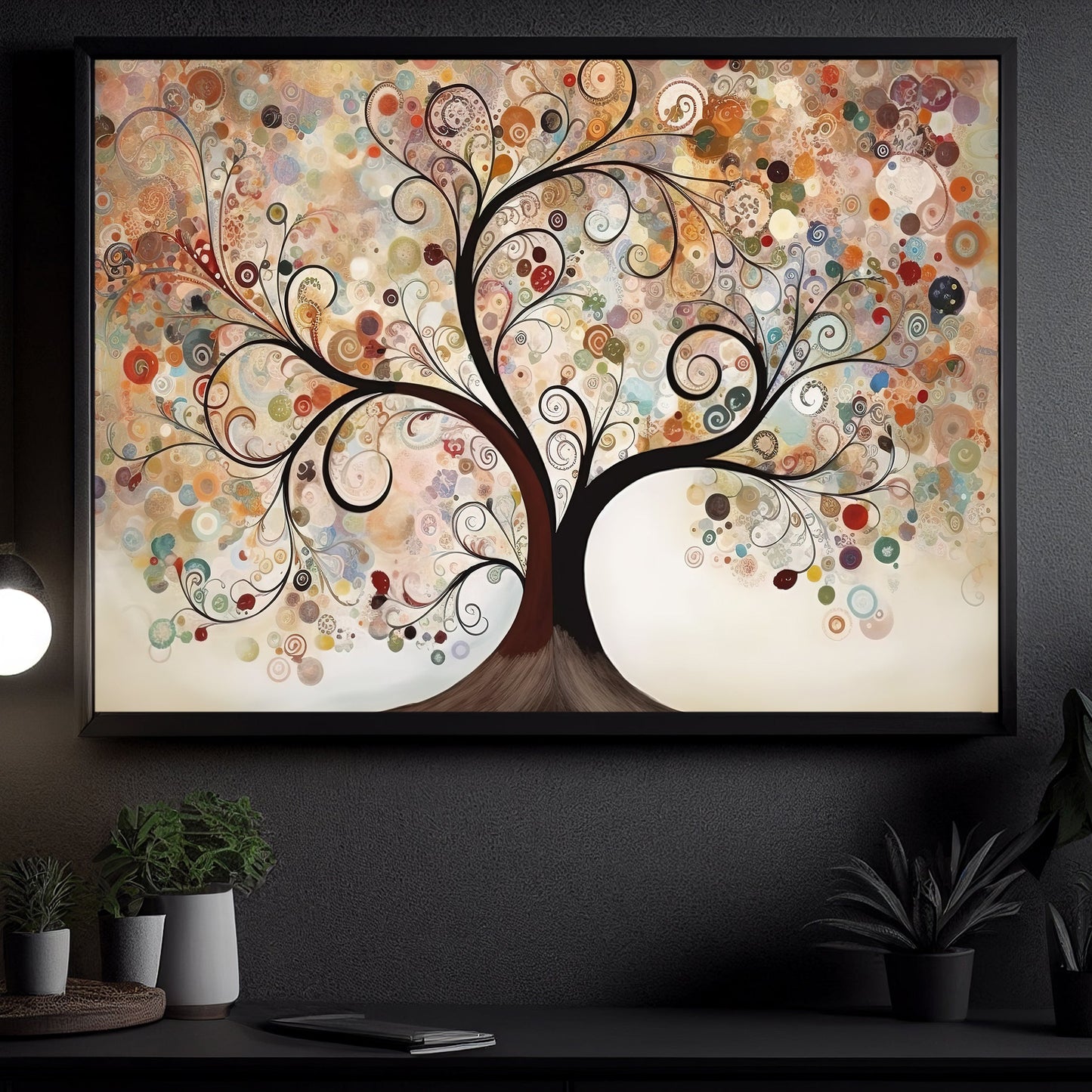 Circular Patterns Tree, Modern Tree Canvas Painting, Wall Art Decor, Poster Gift For Patterns Tree Lovers