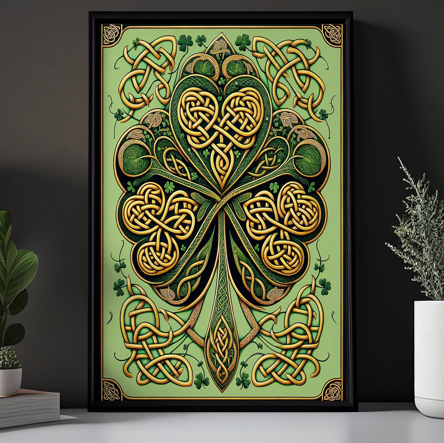 A Tapestry Of Celtic Knots, St Patrick's Day Canvas Painting, Patricks Day Wall Art Decor, Pattern Poster Gift