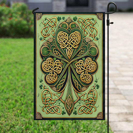 Green And Gold Celtic, St Patrick's Day Garden Flag & House Flag Gift, St Patricks Day Irish Outdoor Decoration