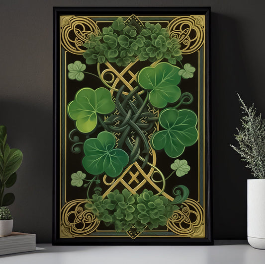 Shamrock And Celtic Knot, St Patrick's Day Canvas Painting, Patricks Day Wall Art Decor, Poster Gift For The Irish