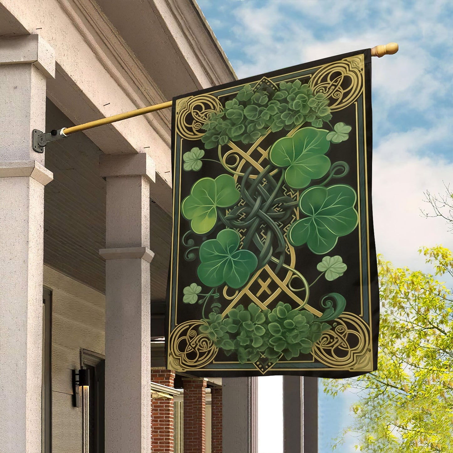 Shamrock And Celtic Knot, St Patrick's Day Garden Flag & House Flag Gift, St Patricks Day Irish Outdoor Decoration