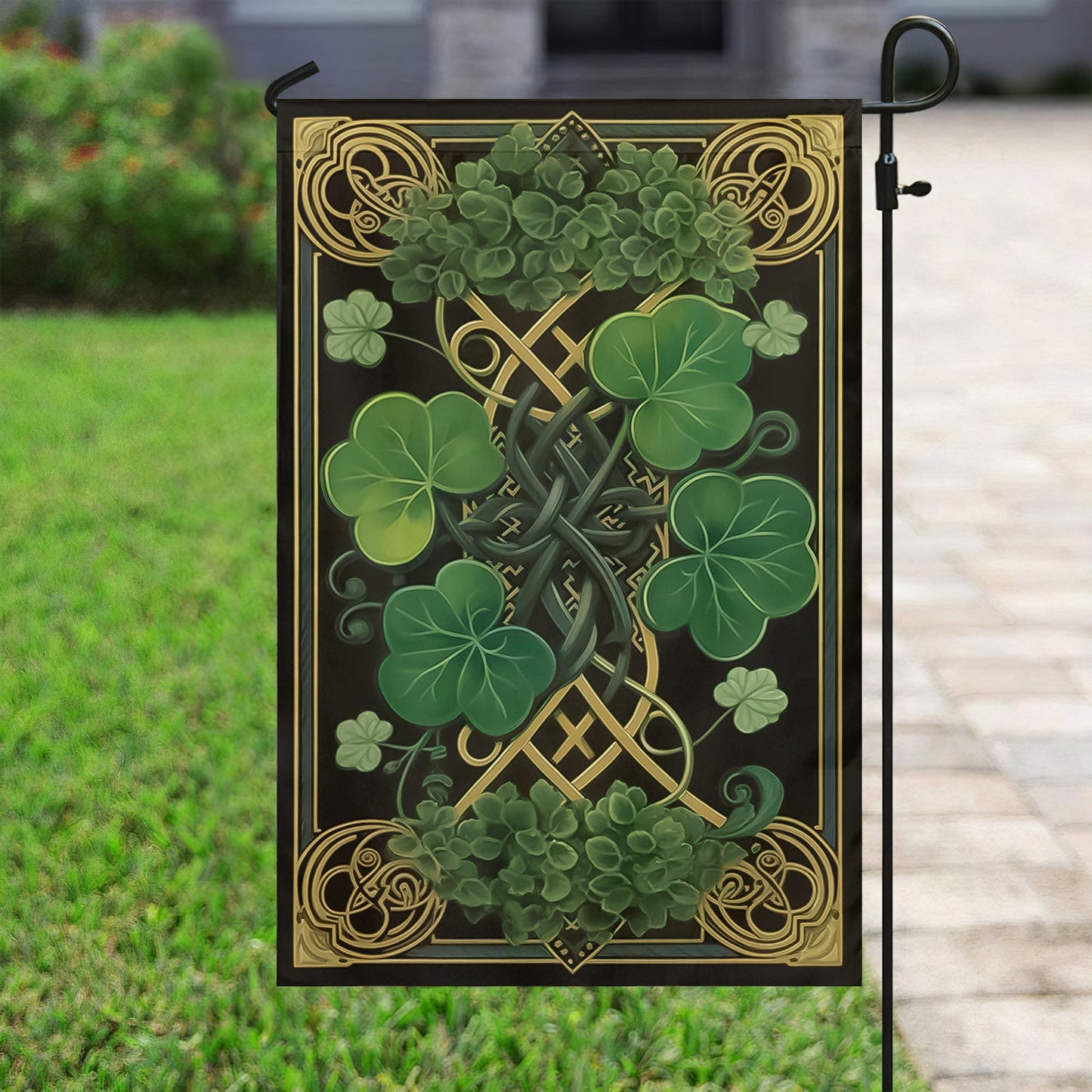 Shamrock And Celtic Knot, St Patrick's Day Garden Flag & House Flag Gift, St Patricks Day Irish Outdoor Decoration