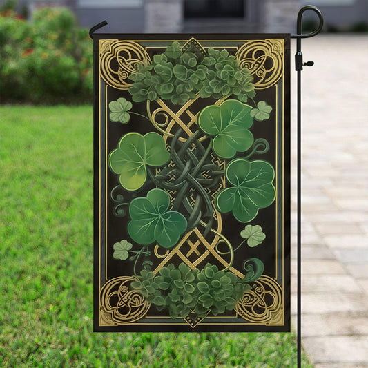 Shamrock And Celtic Knot, St Patrick's Day Garden Flag & House Flag Gift, St Patricks Day Irish Outdoor Decoration