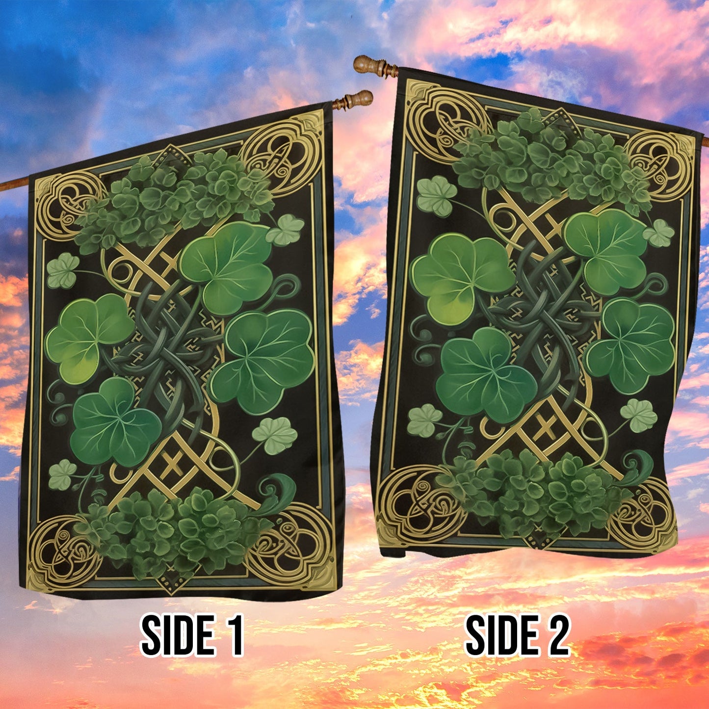 Shamrock And Celtic Knot, St Patrick's Day Garden Flag & House Flag Gift, St Patricks Day Irish Outdoor Decoration