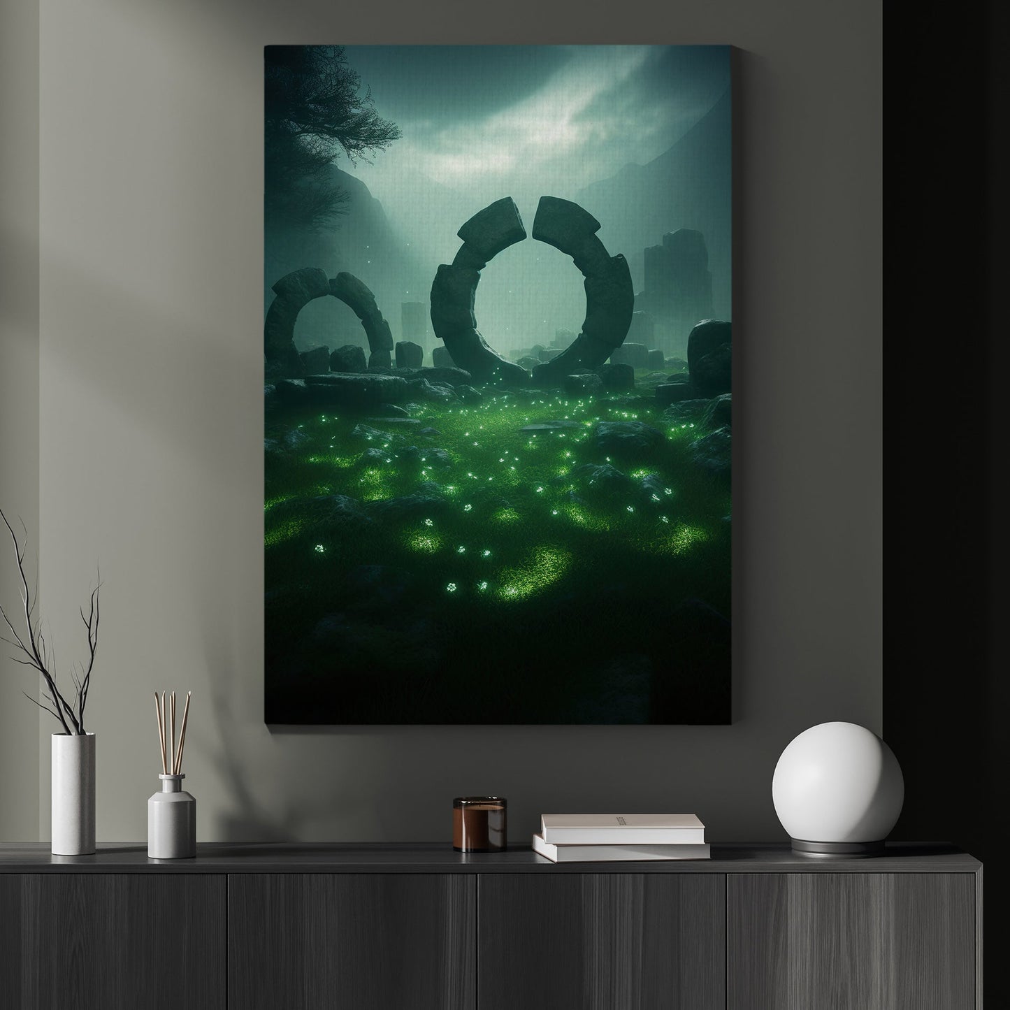 Ancient Celtic Ruins With Mystical Aura, St Patrick's Day Canvas Painting, Patricks Day Wall Art Decor, Mystery Poster Gift