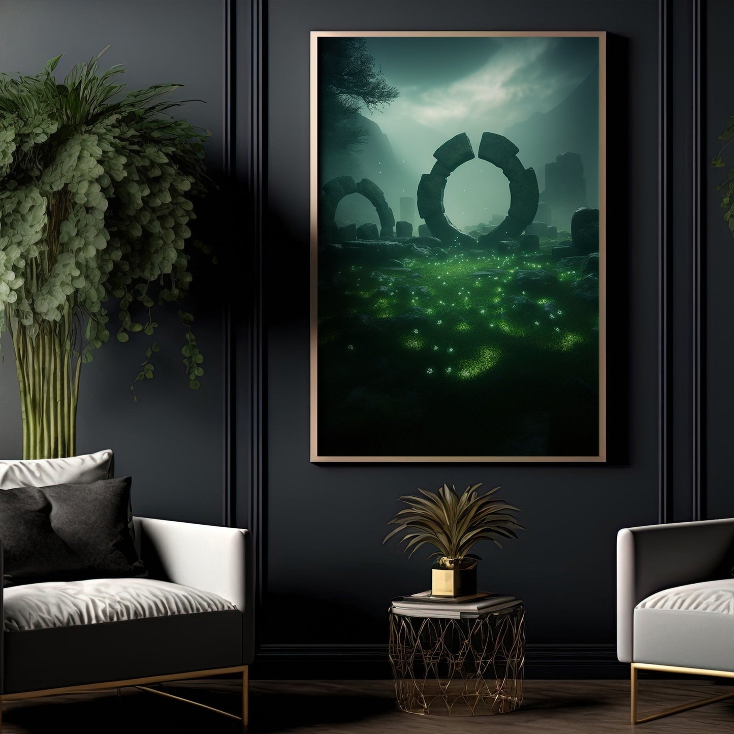 Ancient Celtic Ruins With Mystical Aura, St Patrick's Day Canvas Painting, Patricks Day Wall Art Decor, Mystery Poster Gift