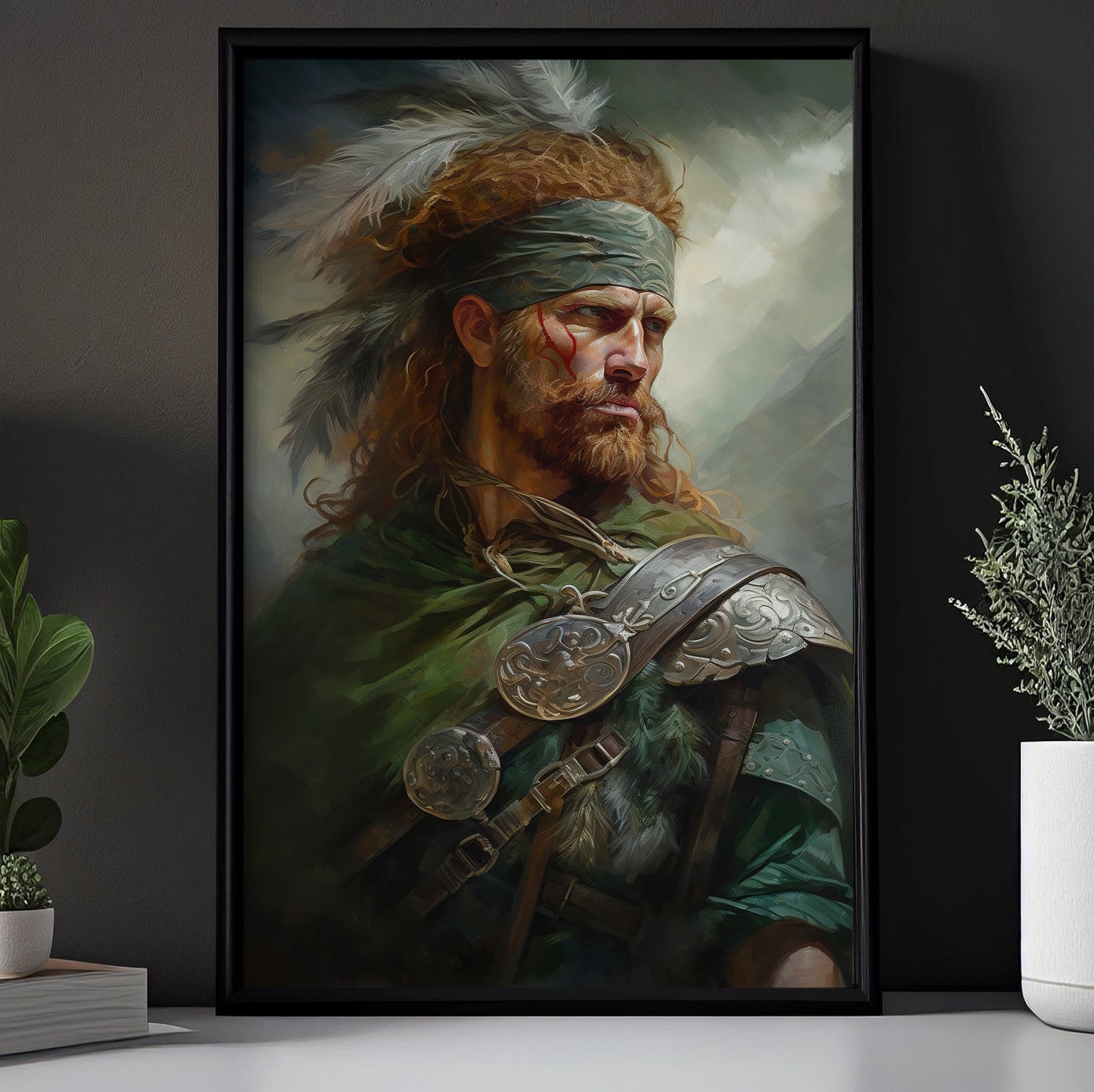 Portrait Of A Celtic Warrior, Victorian Warrior Canvas Painting, Wall Art Decor - Warrior Poster Gift