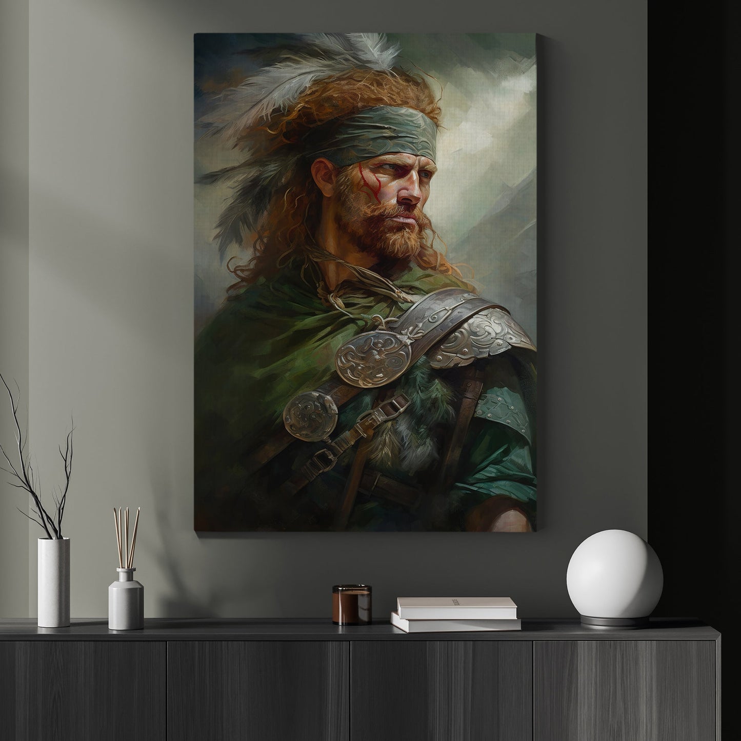 Portrait Of A Celtic Warrior, Victorian Warrior Canvas Painting, Wall Art Decor - Warrior Poster Gift