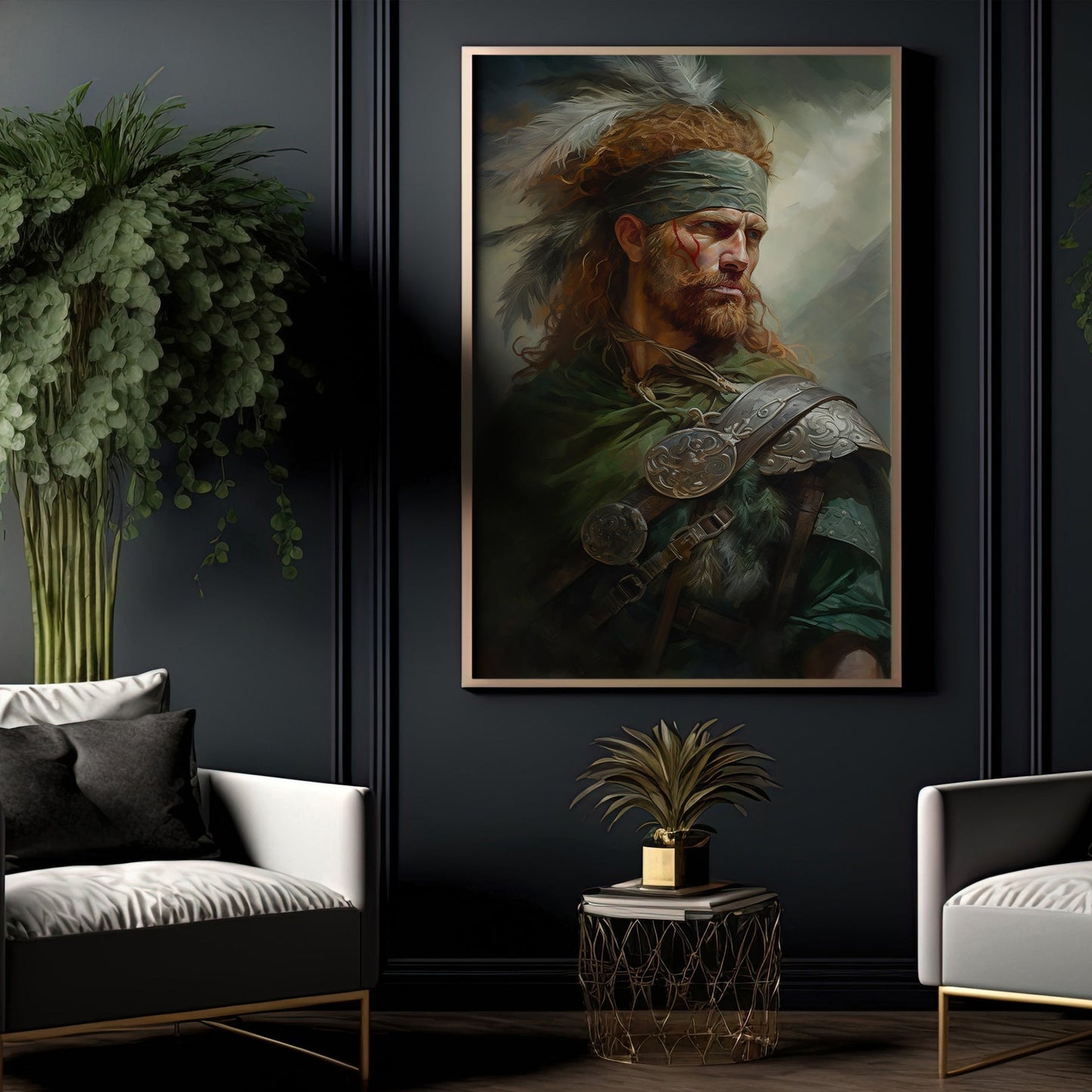 Portrait Of A Celtic Warrior, Victorian Warrior Canvas Painting, Wall Art Decor - Warrior Poster Gift