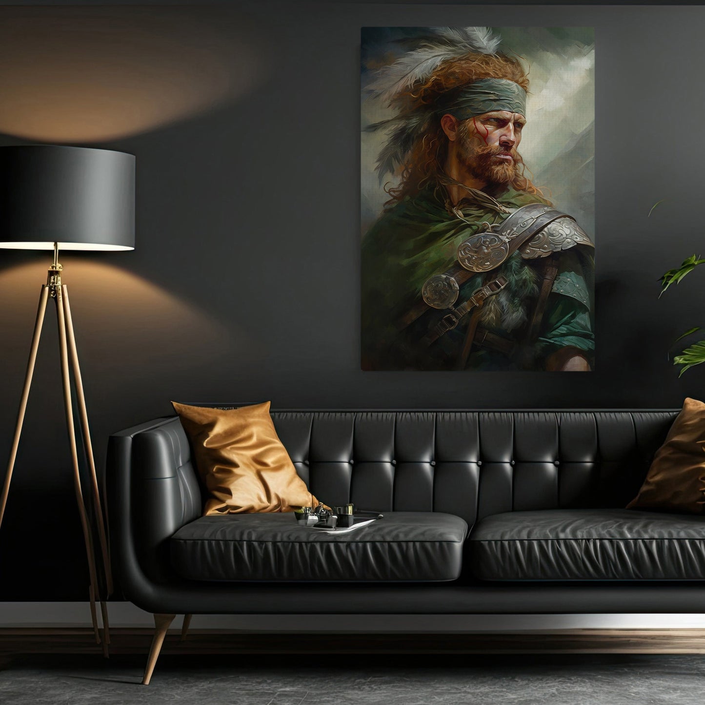 Portrait Of A Celtic Warrior, Victorian Warrior Canvas Painting, Wall Art Decor - Warrior Poster Gift