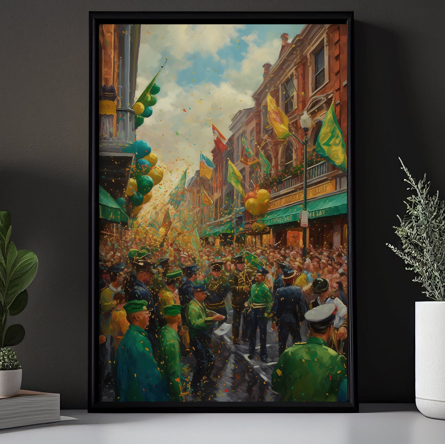 St. Patrick's Day Parade In Dublin, St Patrick's Day Canvas Painting, Patricks Day Wall Art Decor, Festival Poster Gift