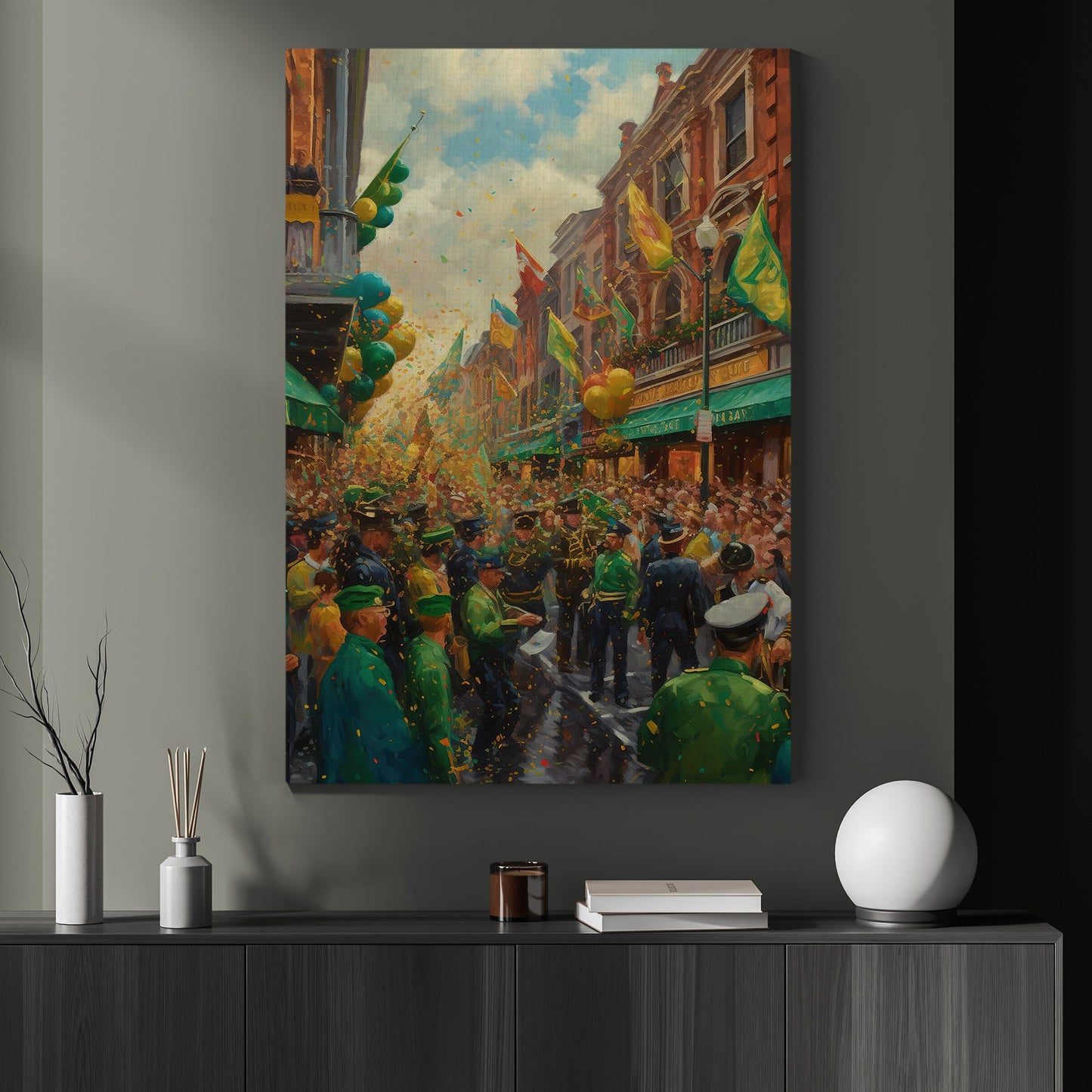 St. Patrick's Day Parade In Dublin, St Patrick's Day Canvas Painting, Patricks Day Wall Art Decor, Festival Poster Gift