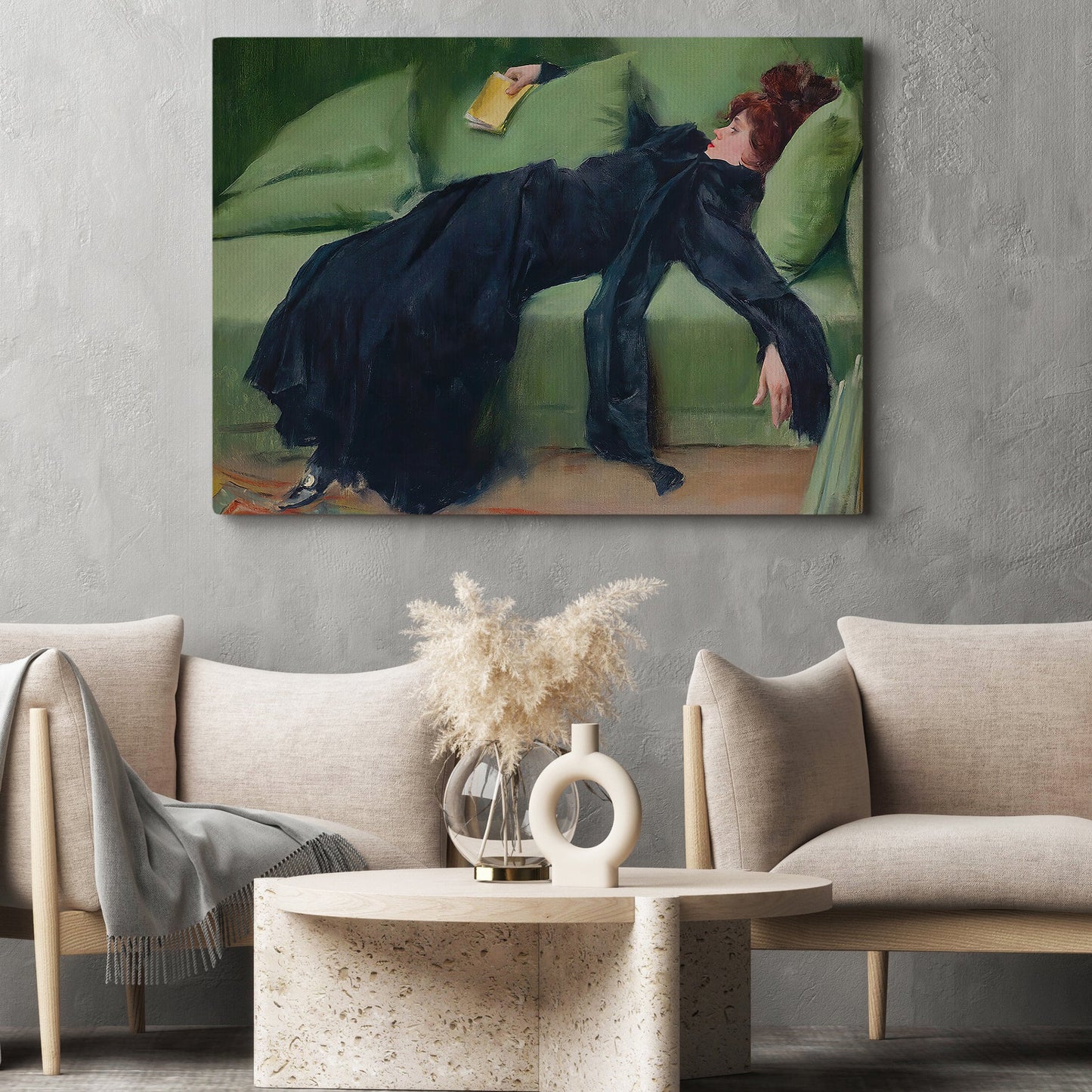 Funny Canvas Painting, Repose In Green And Black, Moody Woman Wall Art Decor, Poster Gift For Your Girlfriend