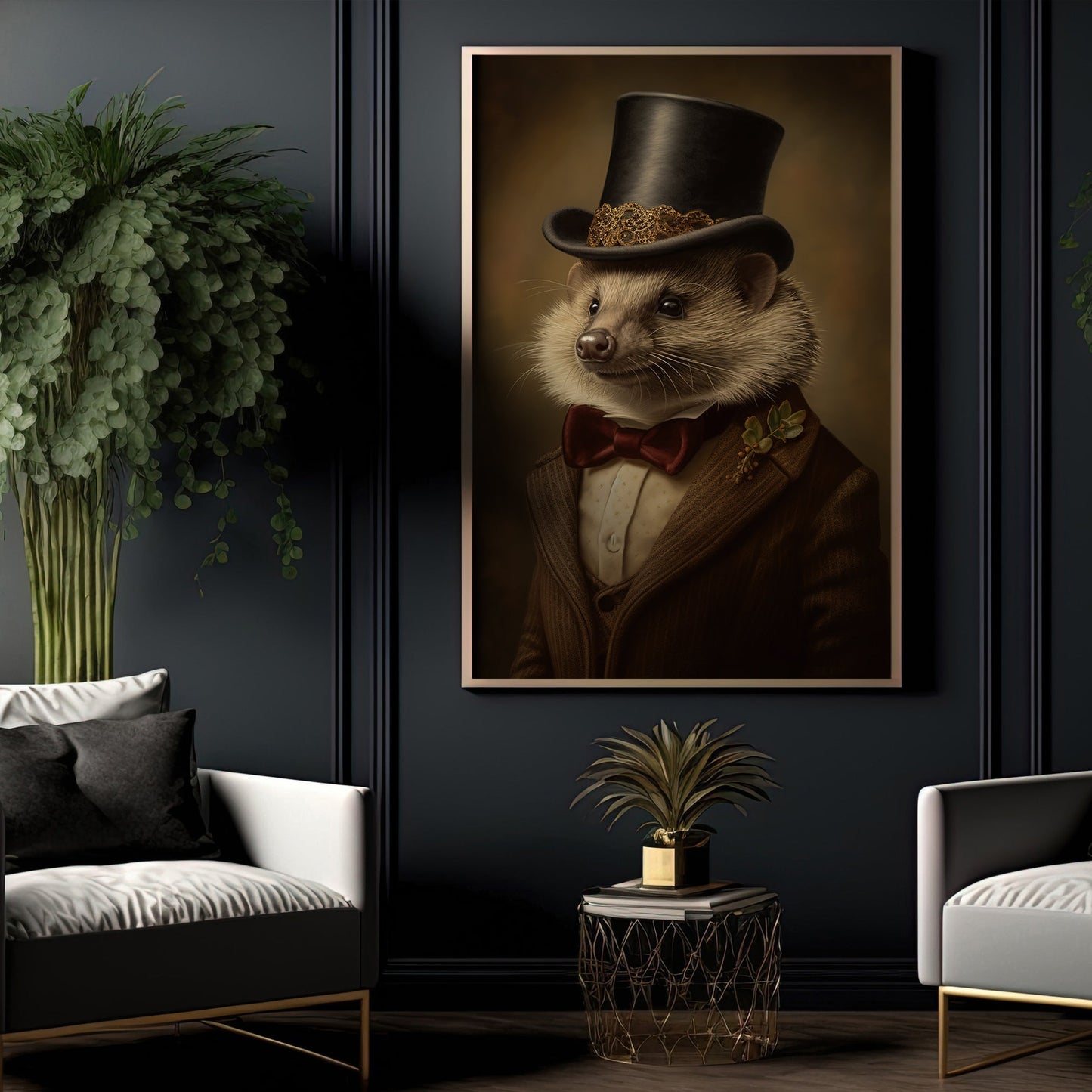 Otter In Victorian Style, Victorian Sea Otter Canvas Painting, Victorian Animal Wall Art Decor, Poster Gift For Sea Otter Lovers