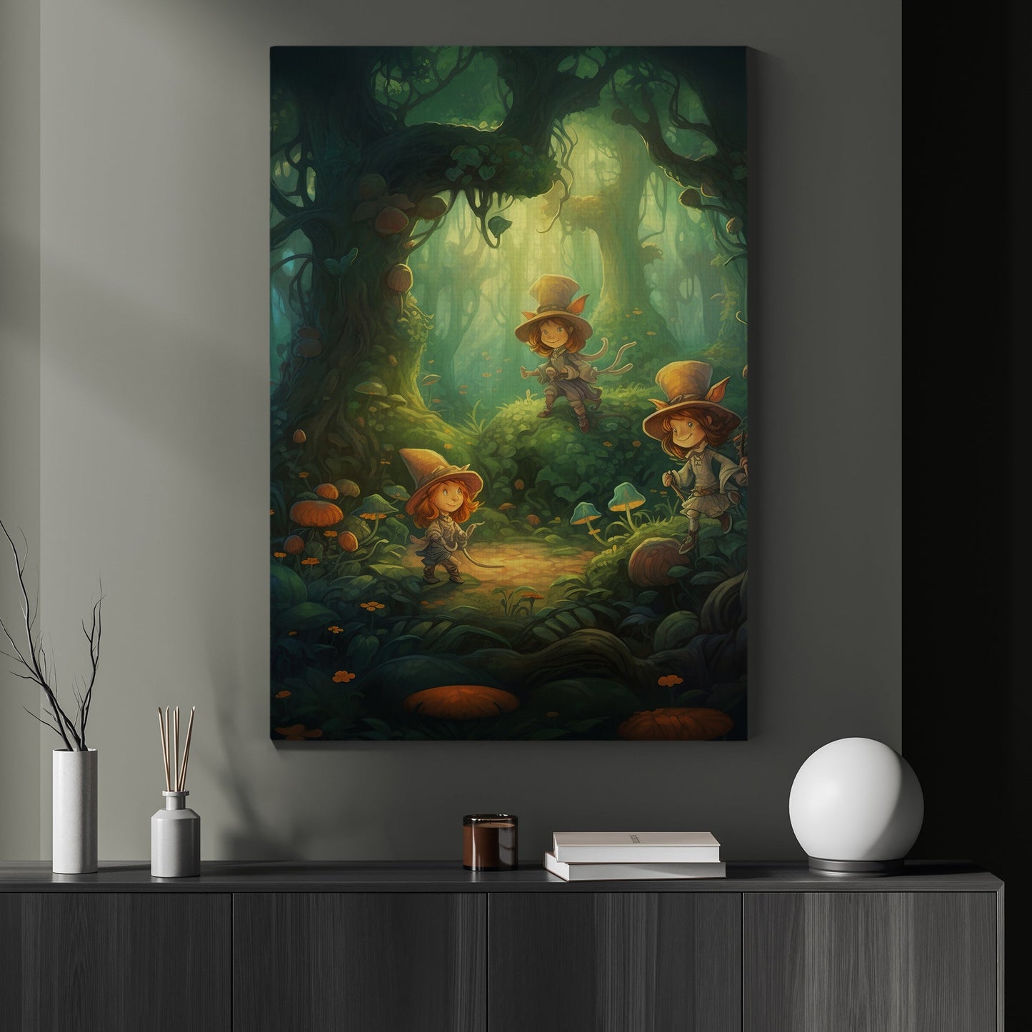 Mystical Forest With Leprechauns Wildlife, St Patrick's Day Canvas Painting, Patricks Day Wall Art Decor, Mystery Poster Gift